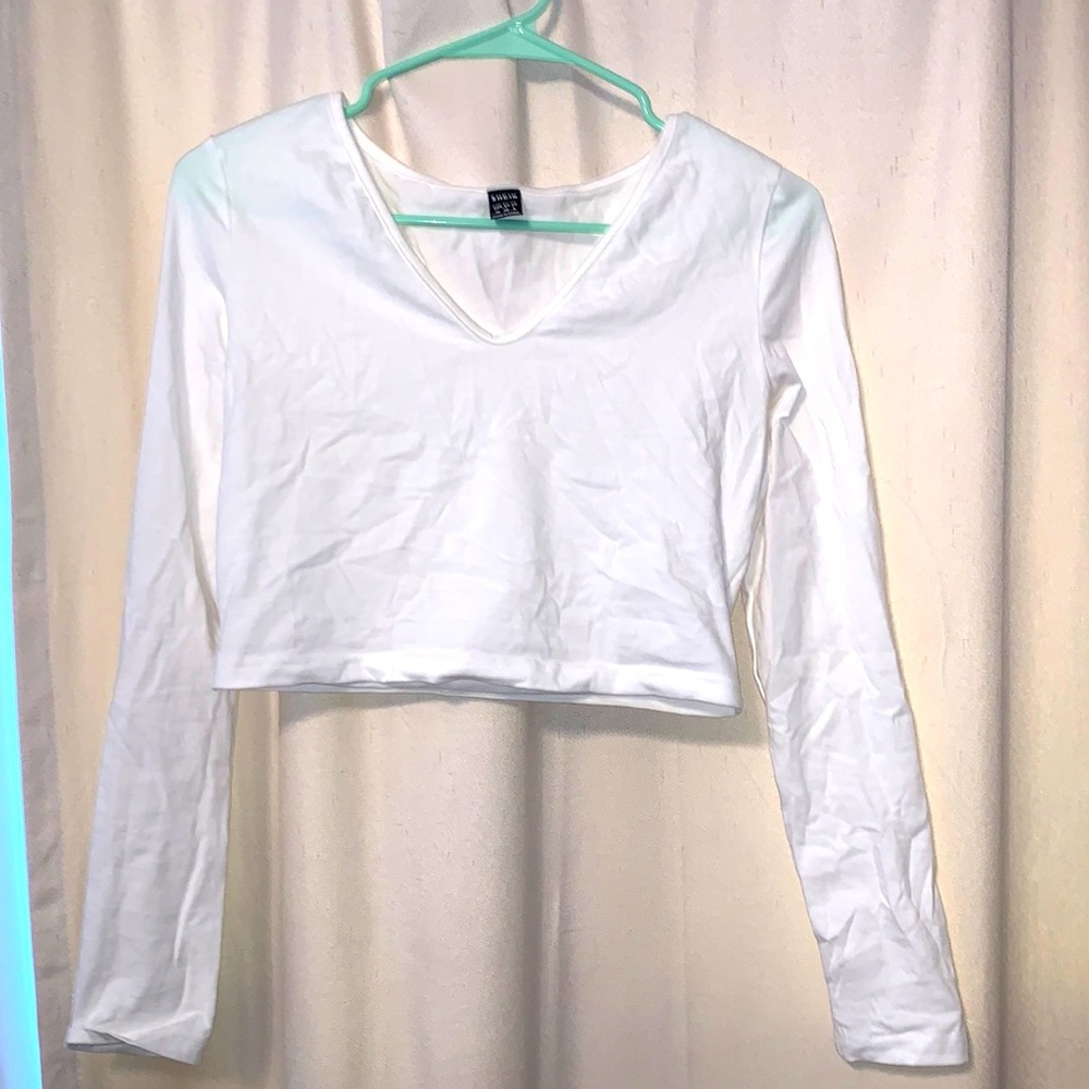 White SHEIN long sleeve crop top M